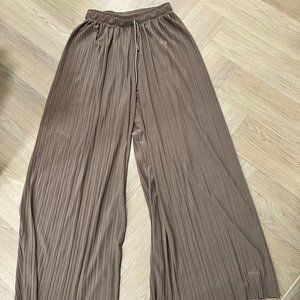 Taupe Wide Leg Palazzo Capri Pants